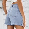 thumbnail image 2 of Pantalones cortos de mezclilla asimétricos casuales con falda pantalón de mezclilla de talle alto con botones delanteros for mujer, 2 of 7