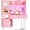 Pink, variant on Homieasy 48" Makeup Vanity with Hutch, LED Lighted Mirror & Charging Station, 5 Large Drawers, Shelves, Pegboard & Cabinet Organizer, White
