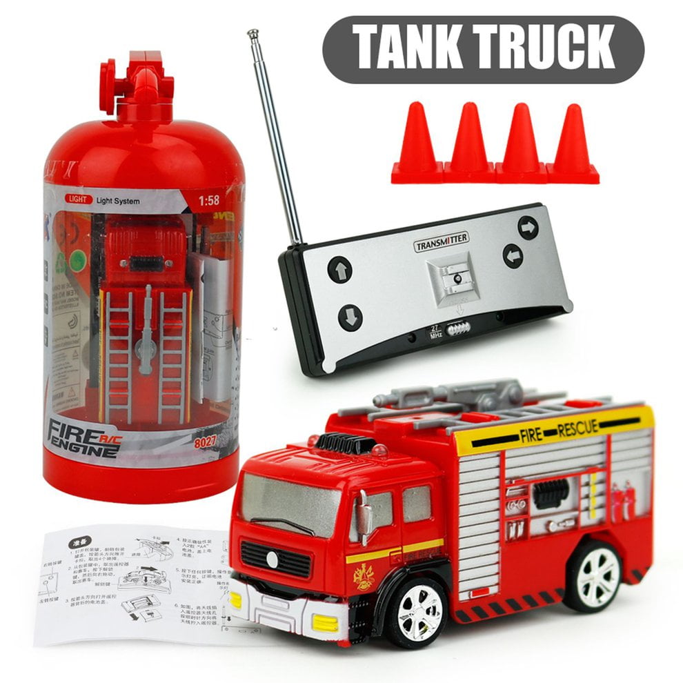27MHz RC Tank Truck Rechargeable Mini Remote Control Fire Truck