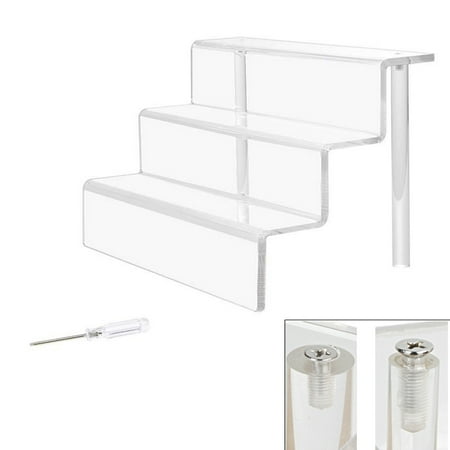 

ankishi Acrylic Riser Display Shelf for Amiibo Funko POP Figures Cupcakes Stand for Cabinet Countertops Table - 3-Tier Clear