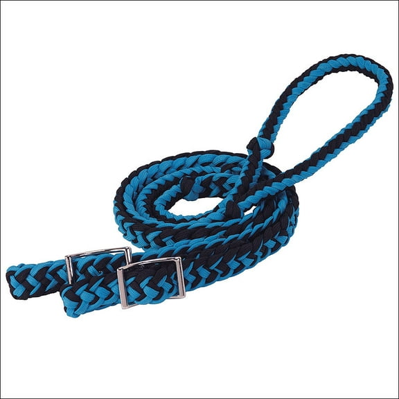 8 Ft Weaver Braided Nylon Barrel Horse Tack Reins Conway Buckle Bit Ends Blue
