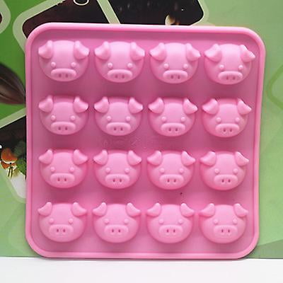 1 molde de silicona para chocolate con cerdito rosa, 16 cavidades con cara de cerdo, emoji, molde para caramelos para gelatina, fondant, caramelo duro, bombas de grasa Keto, resina. LingWen 8390611034511