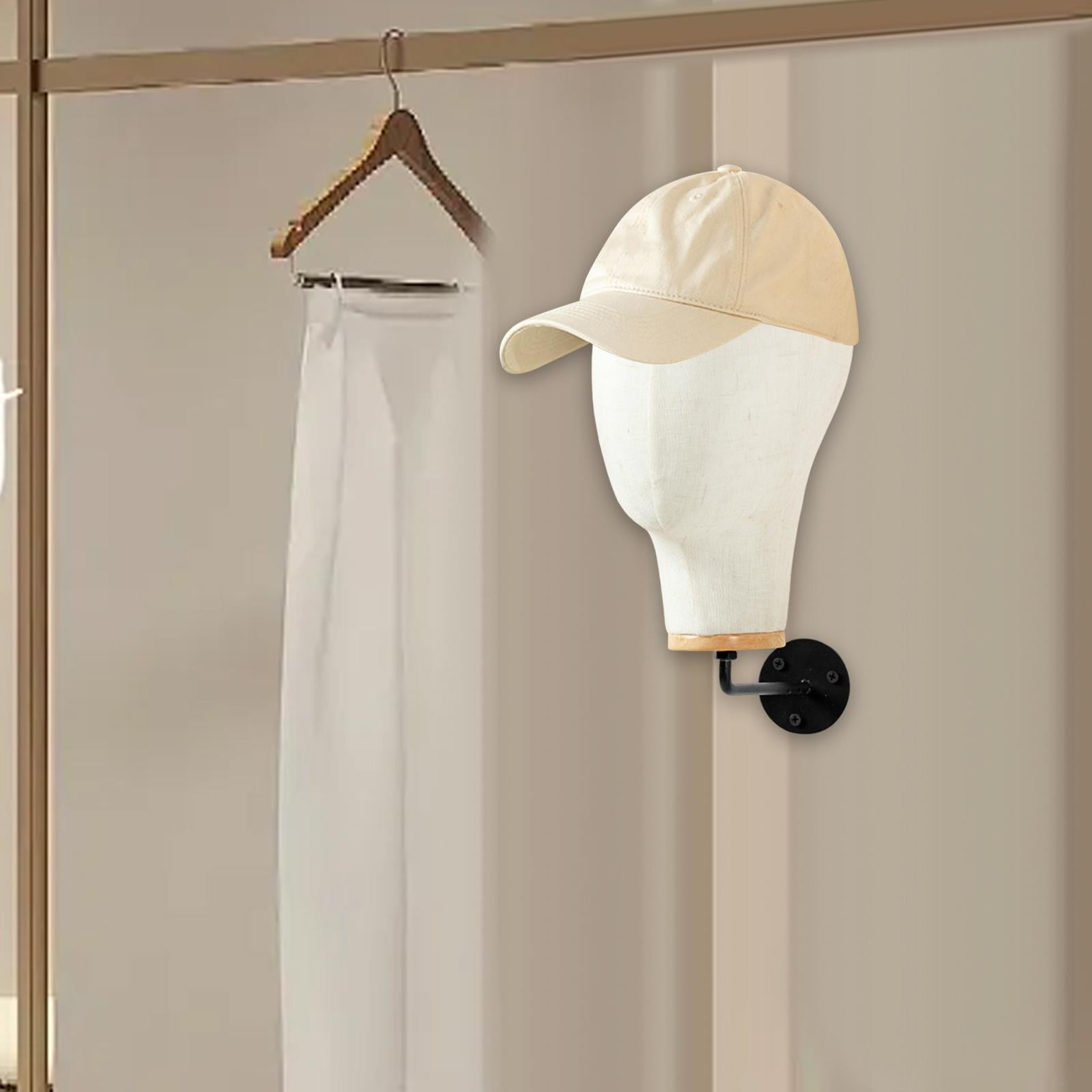 Serenable Manikin Head Canvas Mannequin Wall Mounted Sturdy Hair Hats Hairpieces Multipurpose Hat Display Stand Beginner Home Salon 15cm Hook