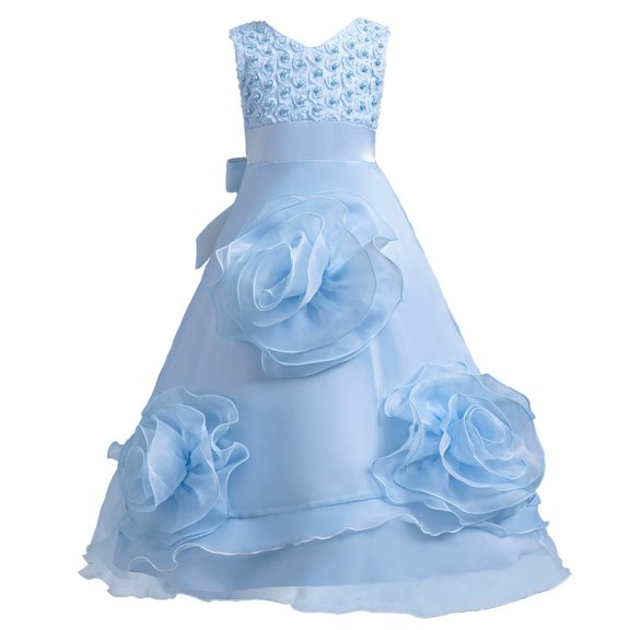 AJZIOJIRO Kids Toddler Flower Girls Vintage Floral Boho Lace Maxi Dress Baby Wedding Princess Party Communion Evening Formal Dance Gown 3-12Y