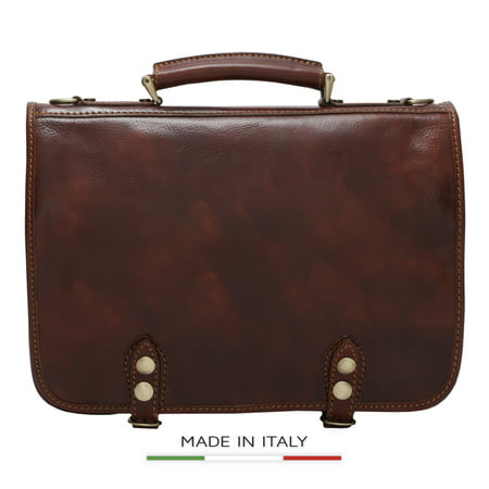 Alberto Bellucci Italian Leather Comano Double Compartment Messenger Satchel Bag in