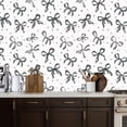 thumbnail image 2 of Peel and Stick Wallpaper Hand Drawn Ribbon Bows Small Stars Black White Wall Mural 17.7in x 9.8ft Self Adhesive Removable Wall Paper Renter Friendly Wallpaper for Nursery Bedroom Cabinets, 2 of 8