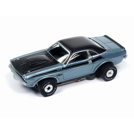Auto World Thunderjet SC406-4A 1970 Dodge Challenger T/A Light Blue Poly HO Scale Slot Car