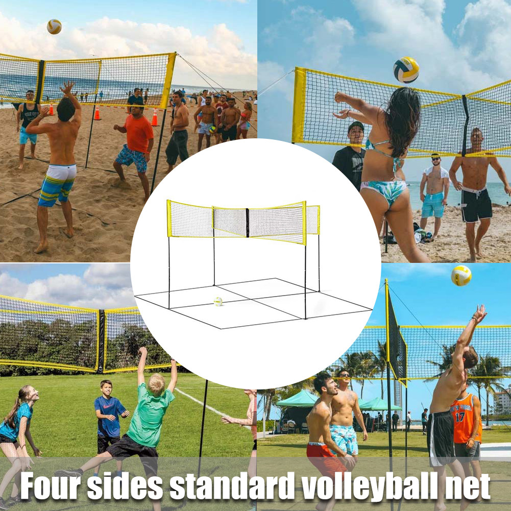 LeKing Portable Sports Four Square Volleyball Net with Pole for Beach