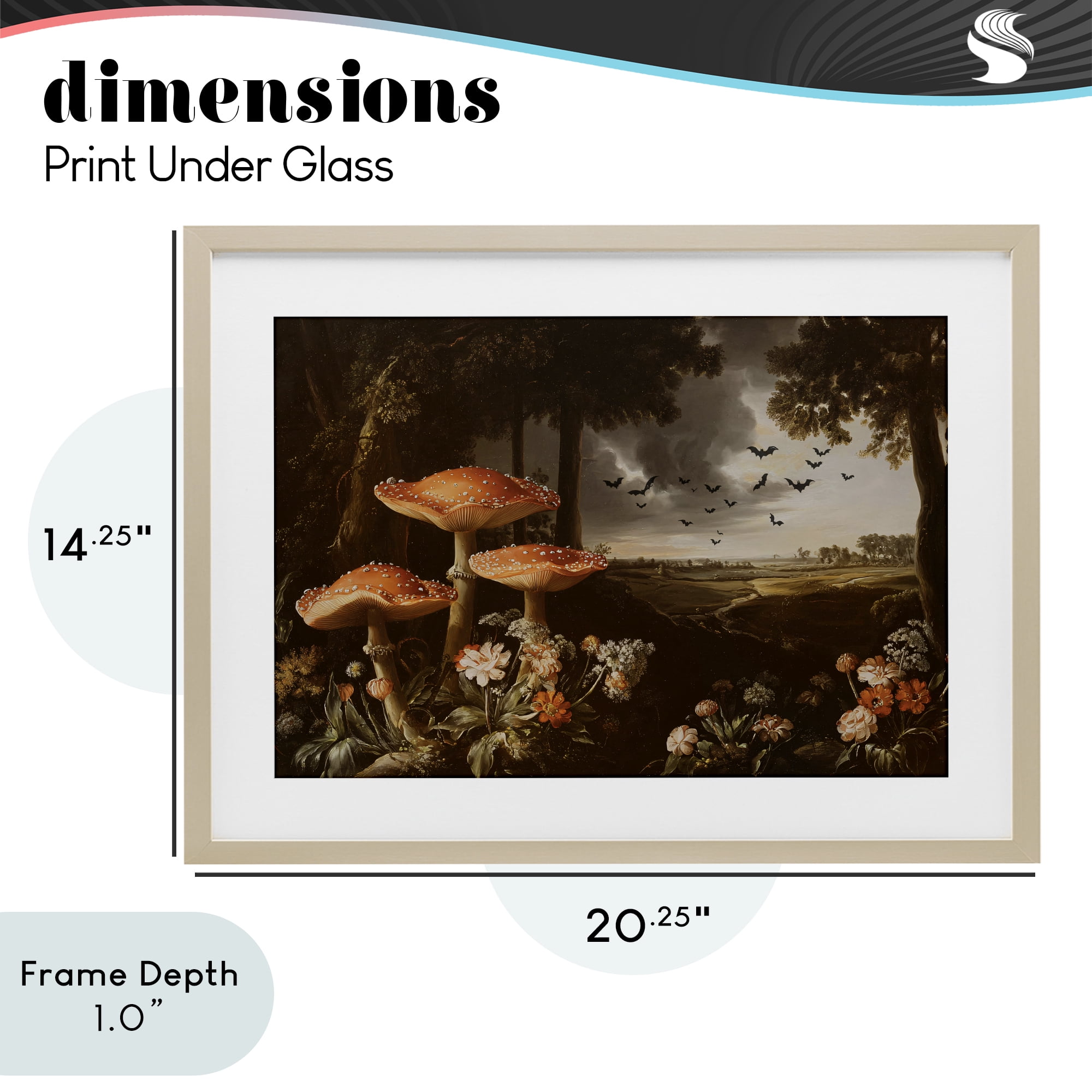 Stupell Industries Bats in Autumn Forest Birch Framed Print Under Glass, design by Jacky Ngan