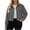 Gray, variant on Women's Cropped Jacket Corduroy Button Down Lapel Collar Long Sleeve Casual Shacket Jacket with Pockets