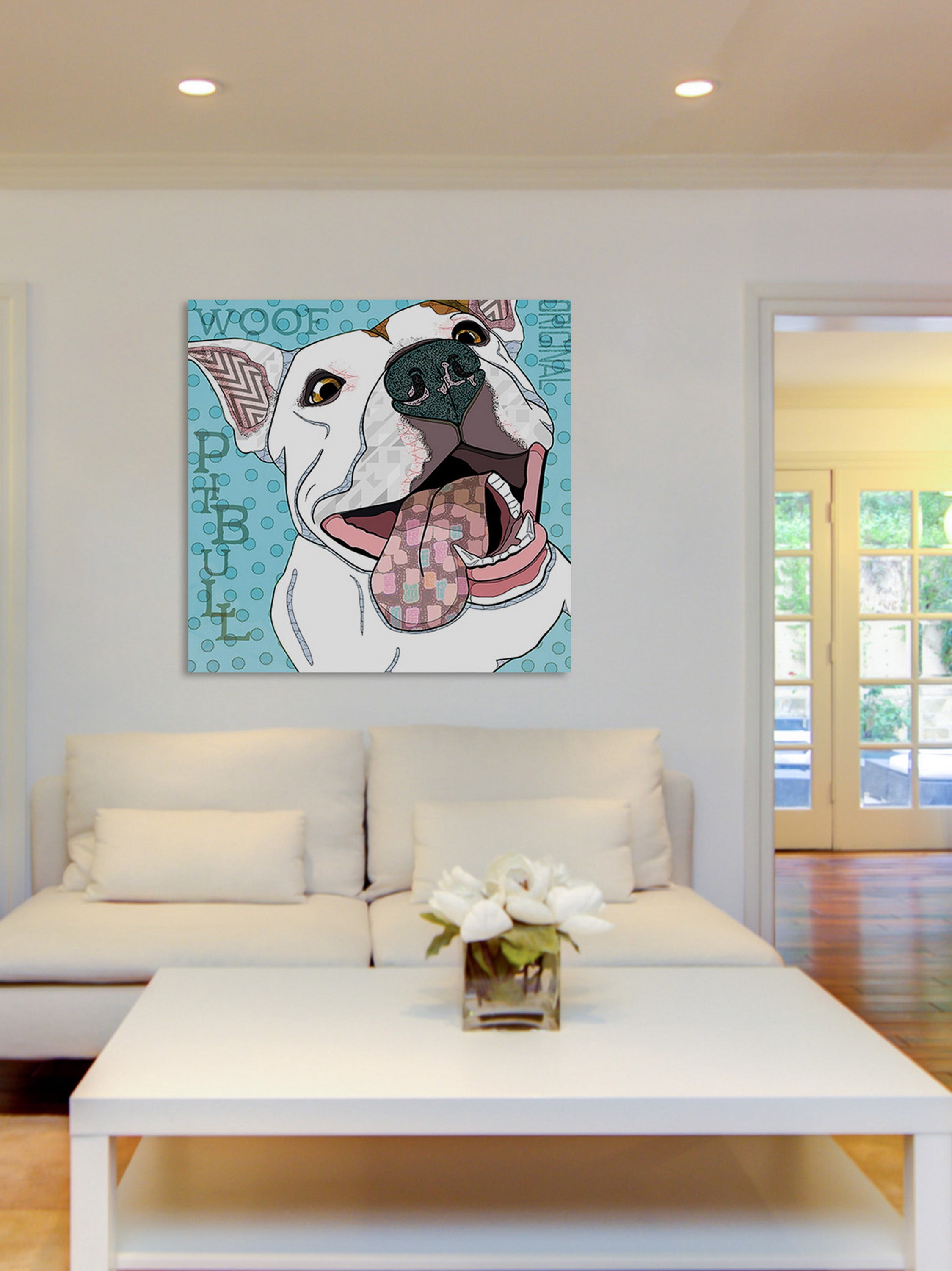 Marmont Hill 'White Pittie' by Stephanie Gerace Painting Print on Wrapped Canvas