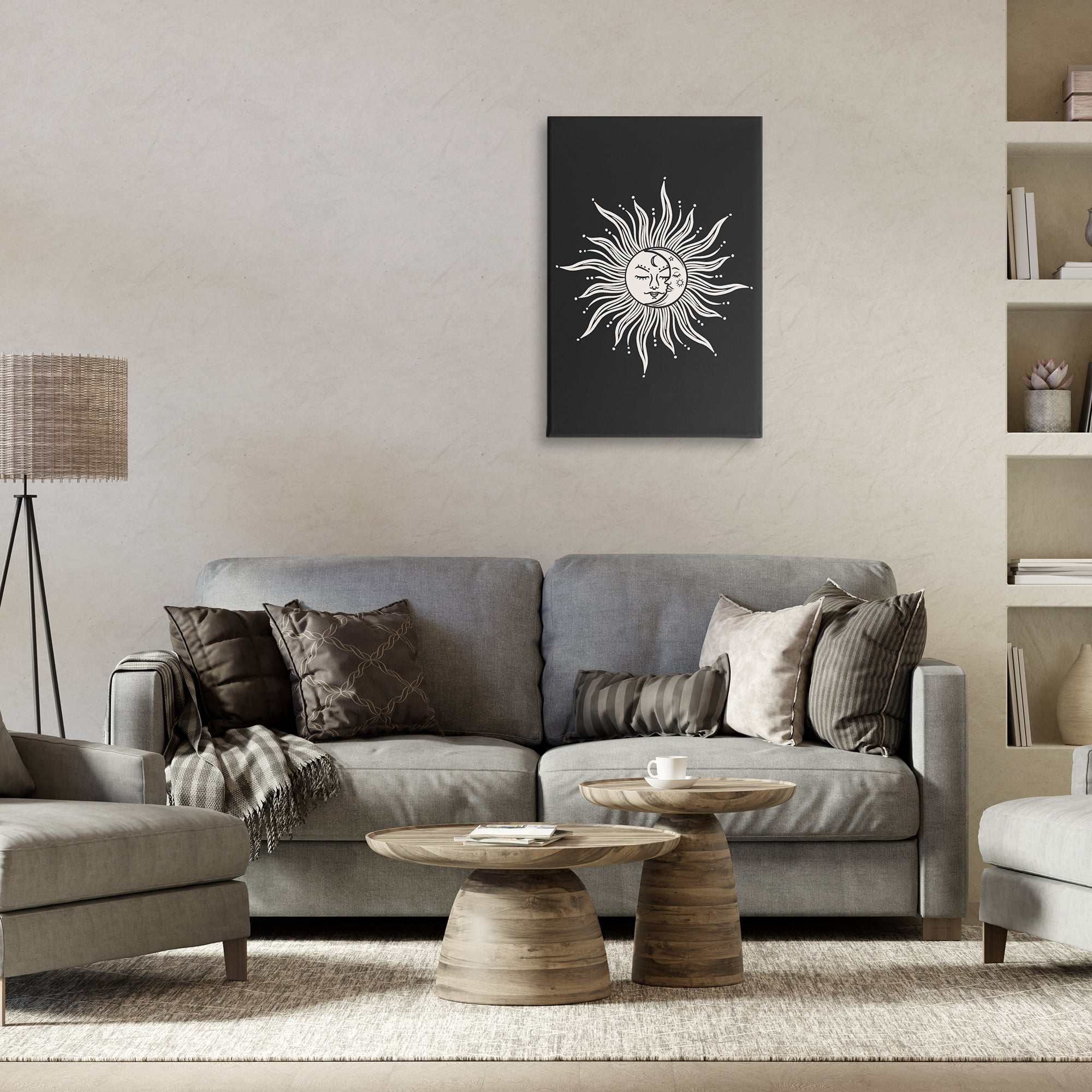 Stupell Industries Celestial Sun on Black Astrology & Stars Painting Wrapped Canvas Art Print Wall Art, 20 x 30