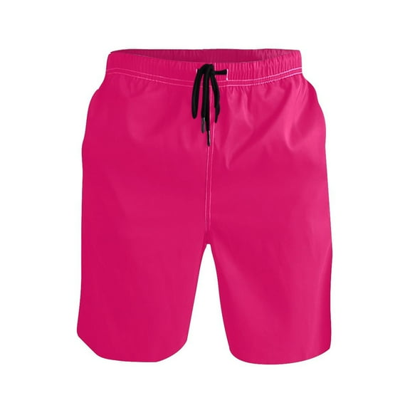 joogoo Men's Swim Trunks Deep Pink Beach Shorts with Pockets M