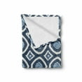 thumbnail image 2 of East Soft Flannel Fleece Throw Blanket, Shibori Dyeing Style Ikat with Eastern Design Circles Diamond Shapes, Cozy Plush for Indoor and Outdoor Use, 50" x 70", Night Blue and Pale Blue, by Ambesonne, 2 of 6
