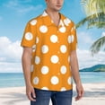 thumbnail image 3 of Fotbe Orange And White Polka Dot Camisa Hawaiana para Hombre Unisex – Camisa Casual de Verano con Botones de Manga Corta de Algodón y Lino,3X-Large, 3 of 7