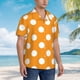 thumbnail image 3 of Balery Orange And White Polka Dot Camisas hawaianas de manga corta para hombre, camisas playeras de corte holgado, camisas de vacaciones con botones,X-Large, 3 of 7