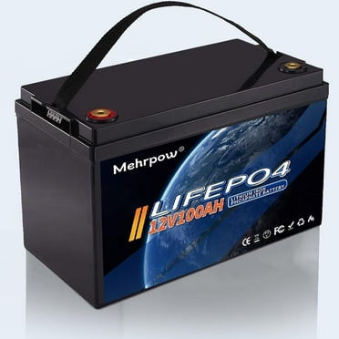 12V 100Ah LiFePO4 Lithium Battery, 100A BMS,Up to 15000 Cycles, Max.1280Wh Energy with 10 Years Lifetime Low Temp Cut off, Support in 4S/4P,Perfect for RV, Camper, Boats, Solar, Trolling Motor