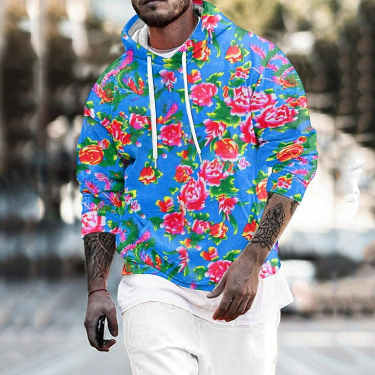 Male Spring And Autumn Drippy Hoodies Large Flower All Print Oversized Hoodie Blanket Long Sleeve Round Neck Note Hoodie Hooded Floral Fashion Trend Custom Hoodies Bottoming Sweatshirt Anime Hood Walm...