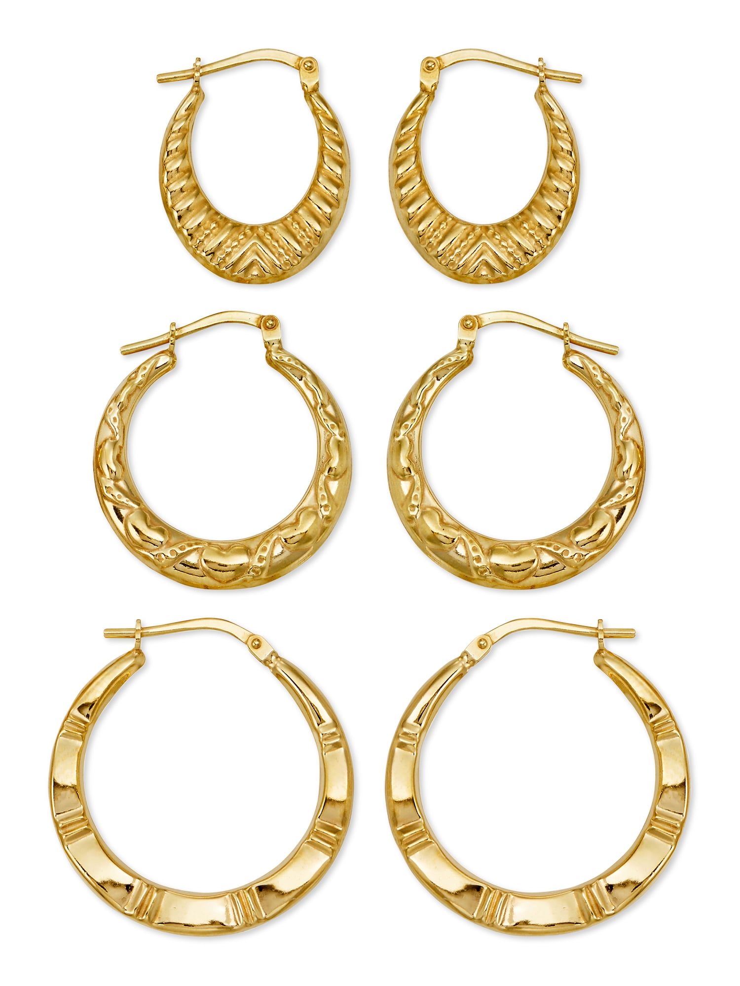 Brilliance Fine Jewelry 14K Gold Plated Sterling Silver Crystal Hoop Earrings Set, Adult Females