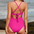 thumbnail image 5 of Sngxgn Women's Swimsuit Plunge Neckline Cutout Criss Cross Bathing Suit(Hot Pink,XXL), 5 of 7
