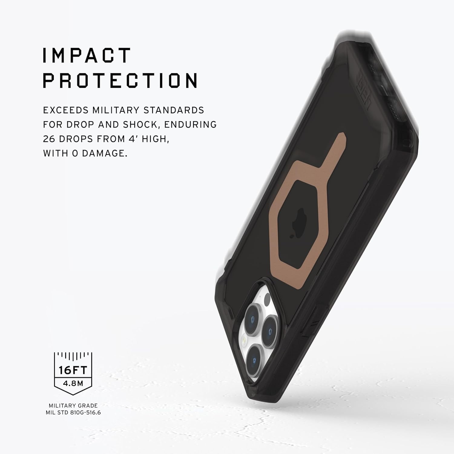 UAG iPhone 15 Pro Max Case 6.7" Plyo Black/Bronze Built-in Magnet Compatible with MagSafe Charging Rugged Anti-Yellowing Transparent Clear Protective Cover by URBAN ARMOR GEAR