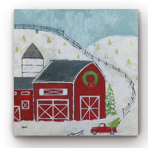 Renditions Gallery Christmas Tava Studios Gallery Wrapped Canvas Wall Art, 16x16, Holiday Barn
