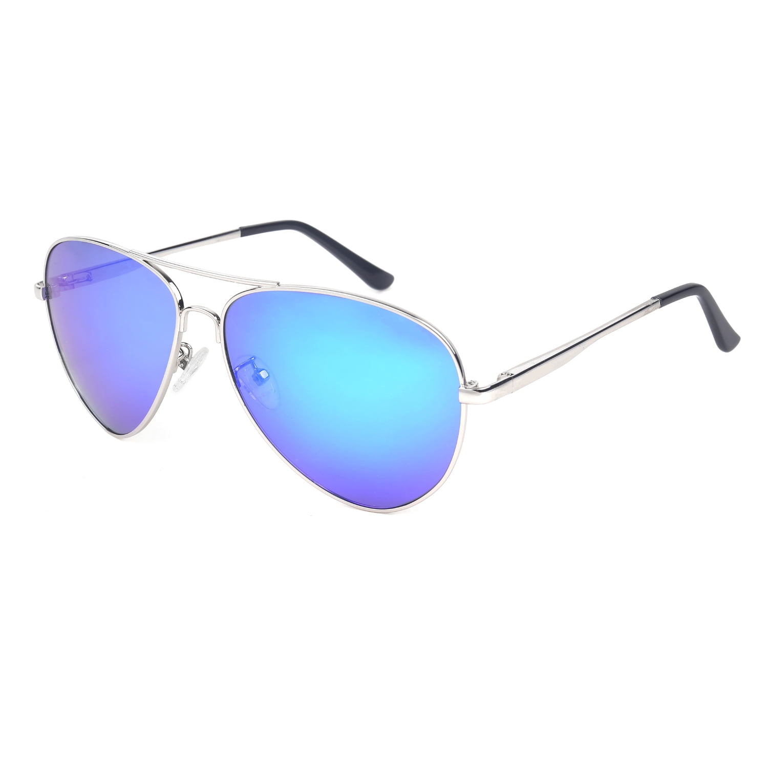 JUST GO Metal Frame Vintage Protection, with Polarized Style Blue Revo Sunglasses Matte Lenses, Case, Aviator UV 100% Gold