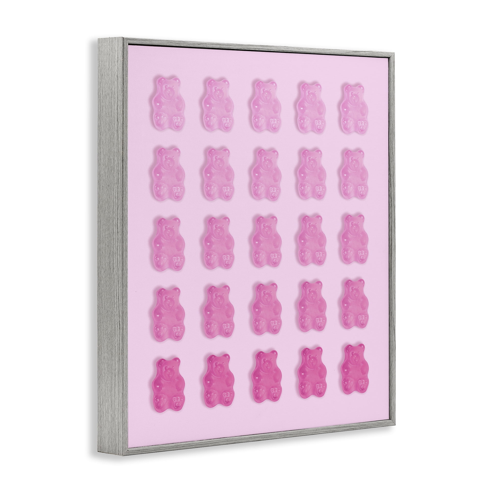 Stupell Industries Gradient Pastel Pink Bears Gray Framed Giclee Art, design by LISH Creative