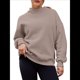 thumbnail image 1 of Sudaderas de Gran Tamaño para Mujer, Jersey de Cuello Alto, Sudaderas con Capucha de Larga, Tops, Conjuntos de Moda de Otoño, Ropa. Color Café L, 1 of 8