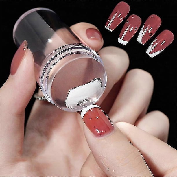 Transparent Nail Stamper With Scraper 2pcs Jelly Silicone Stamp For French Nails Manicuring Kits Nail Art Stamping Tool Set