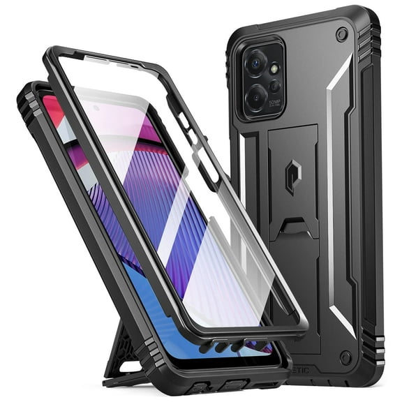 Poetic Revolution Case for Motorola Moto G Power 2023, Heavy Duty Full Body Cover with Kickstand, Black