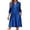 Blue, variant on ZHOGXU Fashion Womens Bodycon Midi Dresses Solid Color V Neck Long Sleeve Fitted Button Front Office Daily Wear