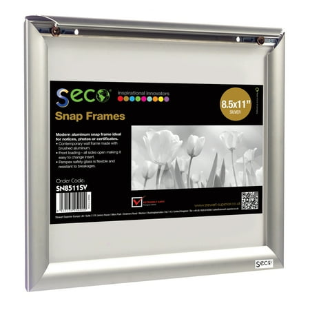 External Aluminum Frame (SECO Front Load Easy Open Snap Poster/Picture Frame 8.5 x 11 Inches, Silver Anodized Aluminum Frame)