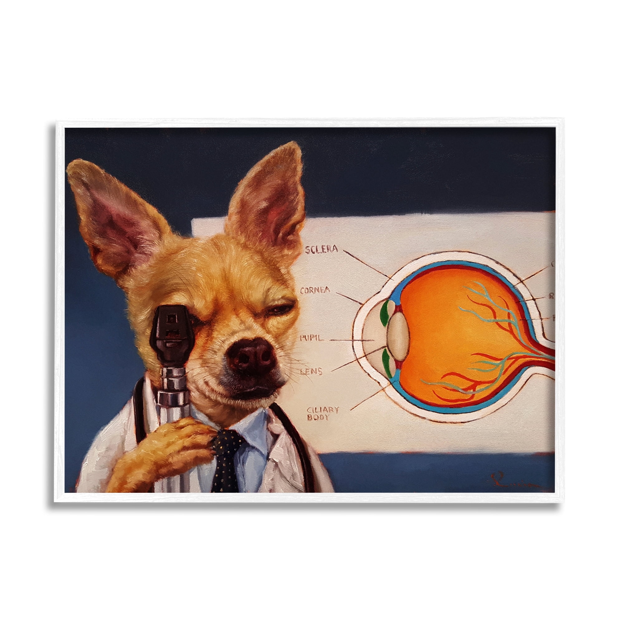 Stupell Industries Dog Optometrist Funny Animal Animals & Insects Painting White Framed Art Print Wall Art