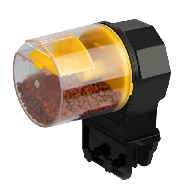 Methold Nuevo alimentador automático de peces, máquina de alimentación de acuario montada en la pared, 12/24 horas, modos duales, Alimentadores automáticos de peces Amarillo