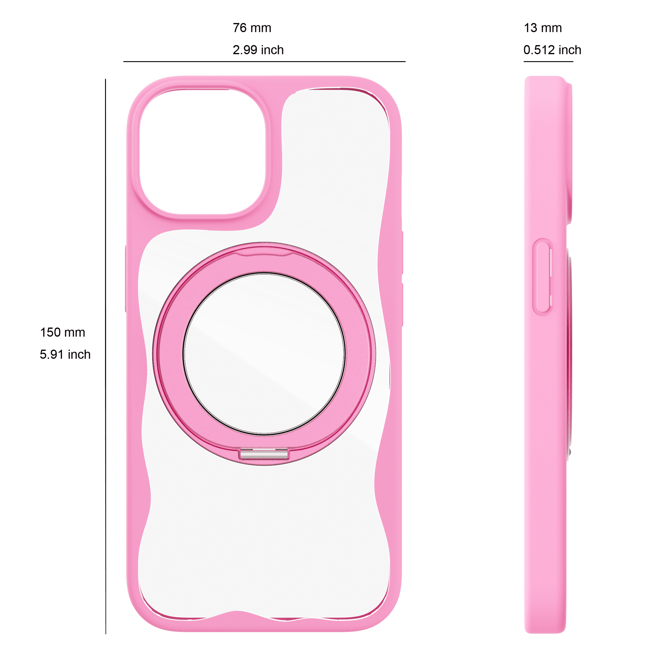Onn Ringstand MagSafe Compatible Phone Case with 360 Kickstand for iPhone 16E/15/14/13 - Pink