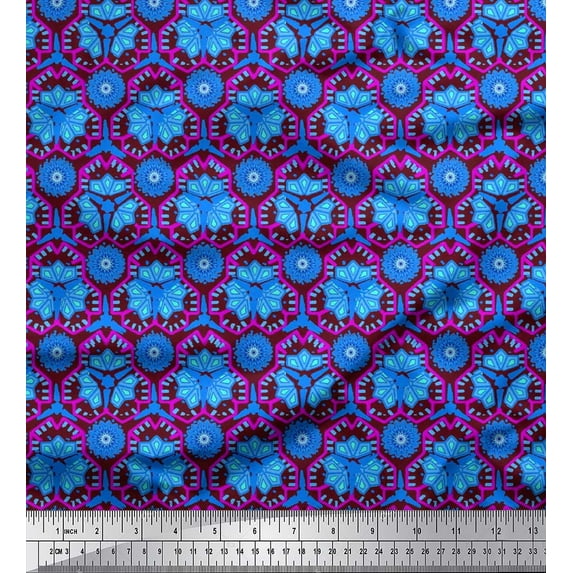 Soimoi Cotton Voile Fabric Flower Artistic Print Fabric by Yard 42 Inch Wide