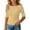 Yellow, variant on Girls Ribbed Knit Top Lettuce Edge Half Sleeve Ruffle Neck Casual Tee Shirt Soft Stretchy Summer Blouse for Kids