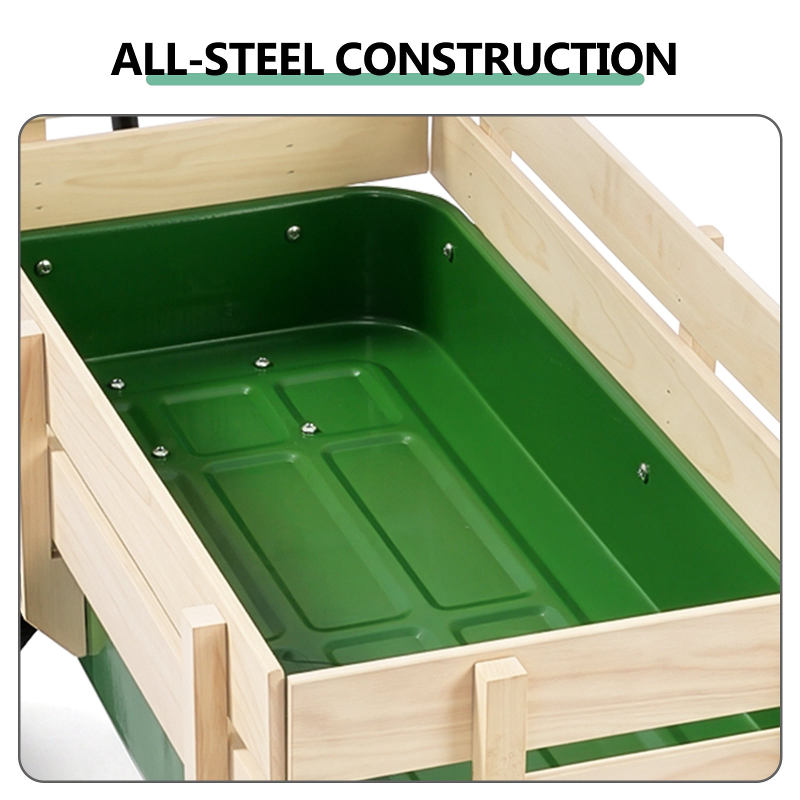 Side Support Cargo Wagon with 10" All-Terrain Air Tires, Up to 220lb Load Capacity, for Towing Kids Toys, Gardening Supplies, Green