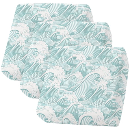 Couch Cushion Covers Green Waves Sofa Cushion Cover Stretch Seat Covers Ocean Lines Stripes Sofa Slipcovers Soft Furniture Protector for Sectional Sofas Living Room Small-3 Pieces