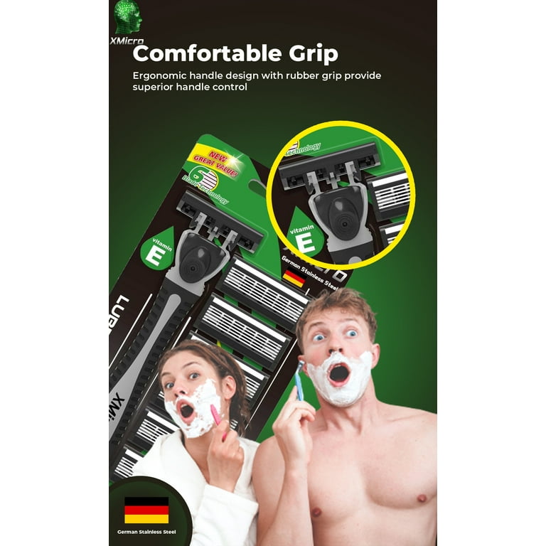 XMicro Shaving Razors Men Women with 7 Blade Refills, German