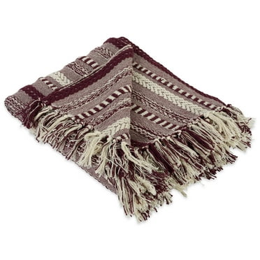 Contemporary Home Living Purple and Beige Striped Rectangular Throw Blanket 50" x 60"