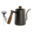 thumbnail image 1 of GUOOL 600 Dripper Kettle Gooseneck Stainless Steel Tea Pot with Wooden Handle for Home Black, 1 of 9