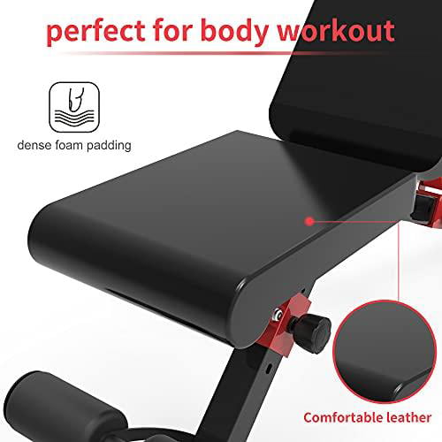 Full Body Strength Training Exercise Bench Press Fitness Sports Foldable Equipment up to 650lbs Rgswaz Weight Bench Adjustable for Home Gym Workout 