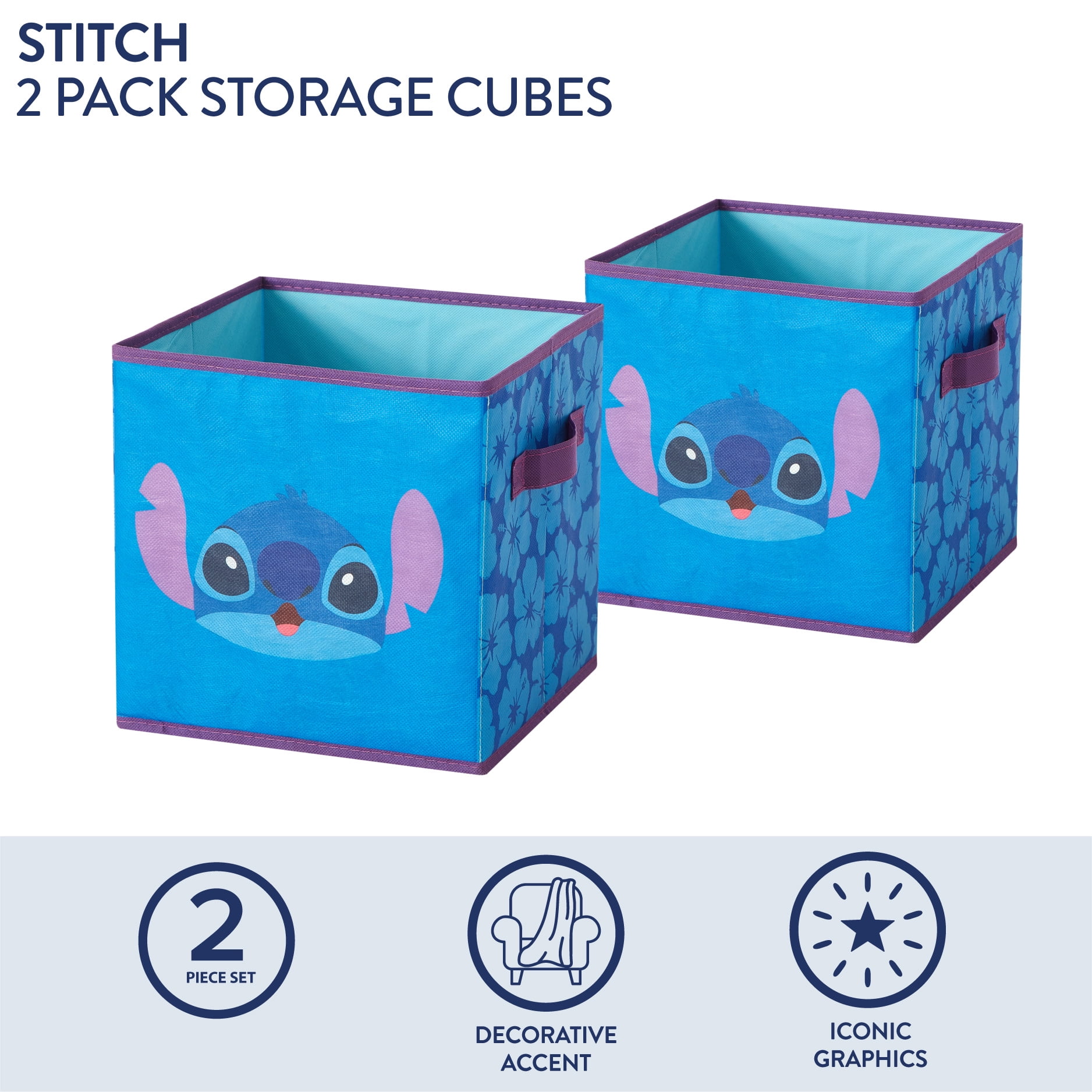 Stitch Kids' 2-Pack Storage Cubes, 10" x 10"