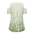 thumbnail image 6 of POLERO Women's Cut Out Cold Shoulder Tops, Green Leaves Print Summer Tees, Short Sleeve Sexy Shirts Vacation Hawaii Tunic for Travel Shopping Soft Lightweight 2XL, 6 of 7