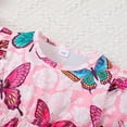 thumbnail image 5 of PatPat Toddler Girl Clothes 2pcs Butterfly Print Ruffled Top and Ripped Denim Shorts Outfit Sets, Pink, 5-6 Years, 5 of 6