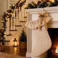 thumbnail image 5 of Plaid Ruffle Christmas Stockings, Vintage Checkered Stocking with Velvet Bow for Fireplace Mantel Decor, Holiday Gift Socks Set for Home, 18in, 5 of 7