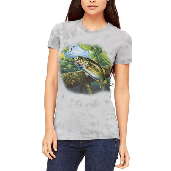 Action Bass Fishing Juniors Soft T Shirt Soft Green Triblend LG