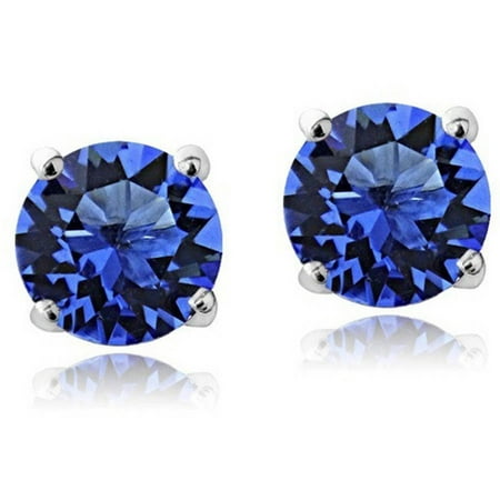 A&M Sterling Silver Kid's Birthstone Earrings, September, Sapphire